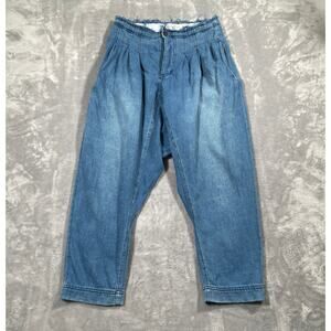 We The Free People Pants 4 Blue Mover & Shaker Denim Harem Loose Pleated Boho